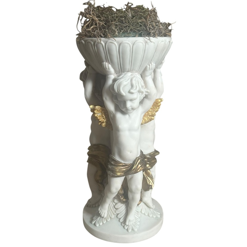Cherub Angel Sculpture Resin Flower Planter Pot|